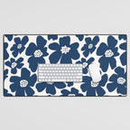Retro Daisy - Blue Navy and white Desk Mat Gallery Image 1