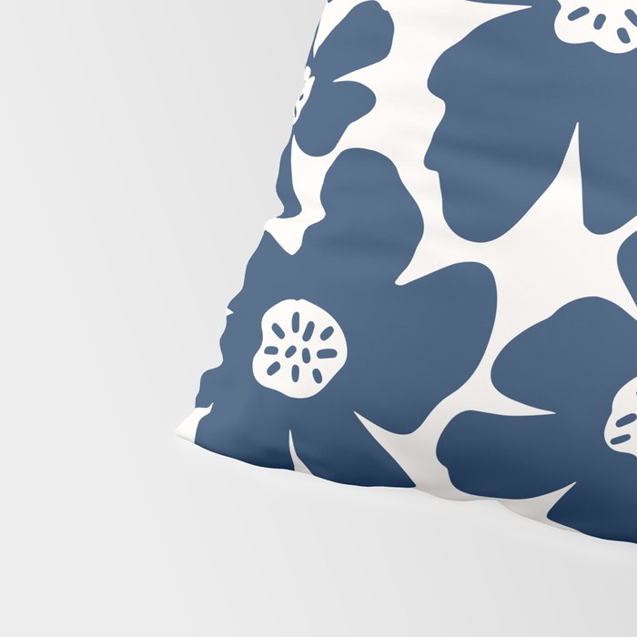 Retro Daisy - Blue Navy and white Pillow Sham Gallery Image 4
