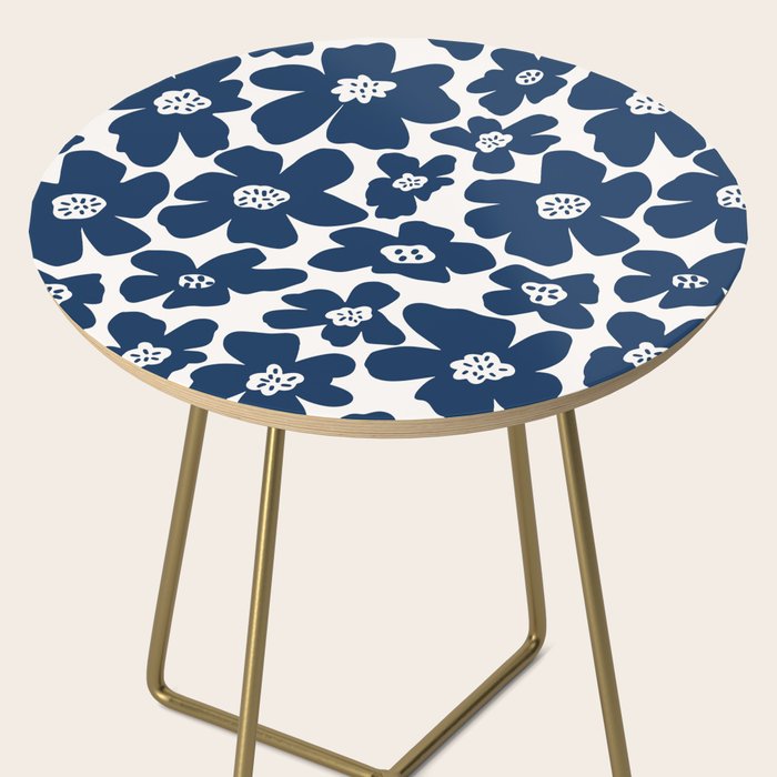 Retro Daisy - Blue Navy and white Side Table Gallery Image 2