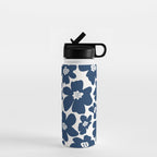 Retro Daisy - Blue Navy and white Water Bottle Gallery Image 1