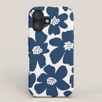 Retro Daisy - Blue Navy and white iPhone Case Gallery Image 1