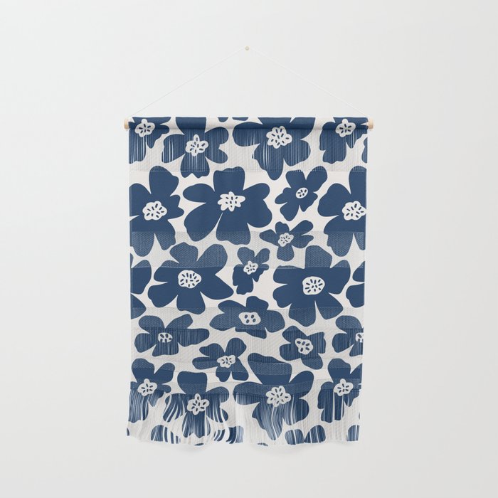 Retro Daisy - Blue Navy and white Wall Hanging Gallery Image 1