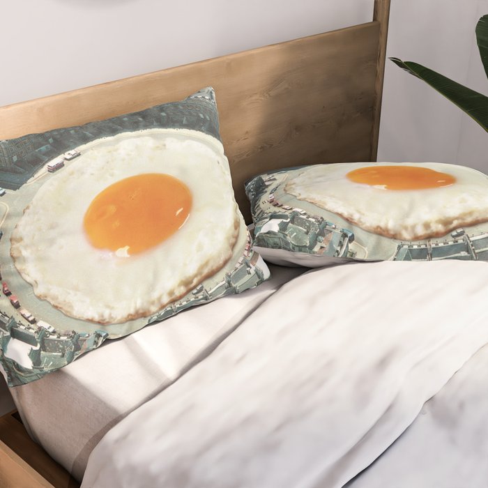 Take The 2nd Eggxit - Sunny Side Up Urban Fried Egg Pillow Sham Gallery Image 2