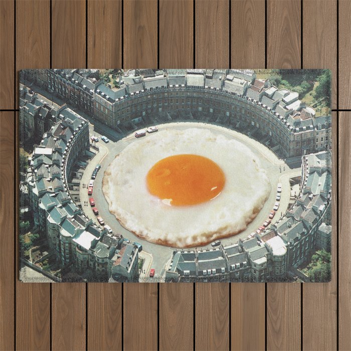 Take The 2nd Eggxit - Sunny Side Up Urban Fried Egg Outdoor Rug Gallery Image 1