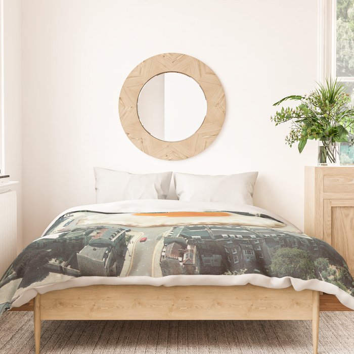 Take The 2nd Eggxit - Sunny Side Up Urban Fried Egg Duvet Cover Gallery Image 3