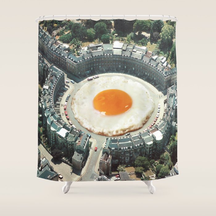Take The 2nd Eggxit - Sunny Side Up Urban Fried Egg Shower Curtain Gallery Image 1