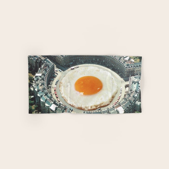 Take The 2nd Eggxit - Sunny Side Up Urban Fried Egg Bath Towel Gallery Image 1