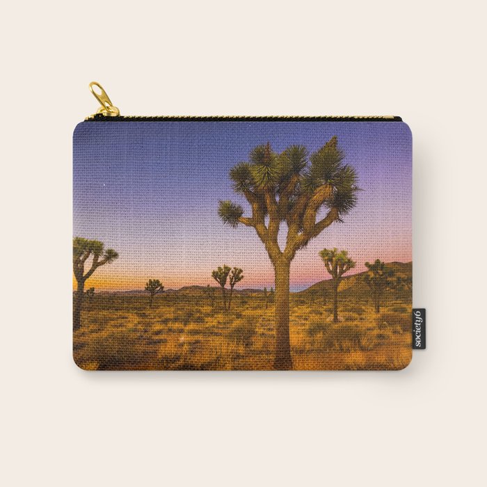 Twilight and half moon at Joshua Tree National Park, California Desert color photographic art print Carry All Pouch Gallery Image 1
