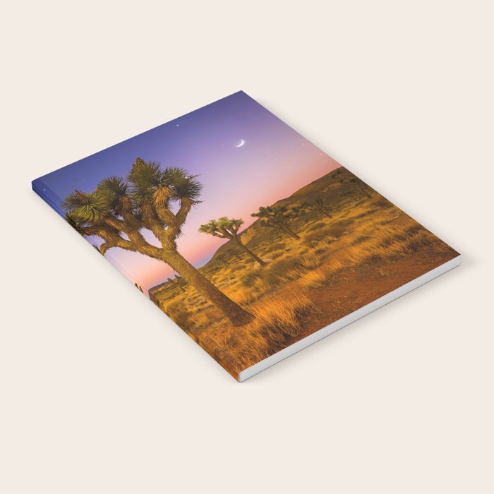 Twilight and half moon at Joshua Tree National Park, California Desert color photographic art print Notebook Gallery Image 2