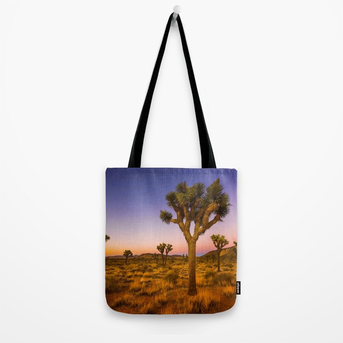Twilight and half moon at Joshua Tree National Park, California Desert color photographic art print Tote Bag Gallery Image 2