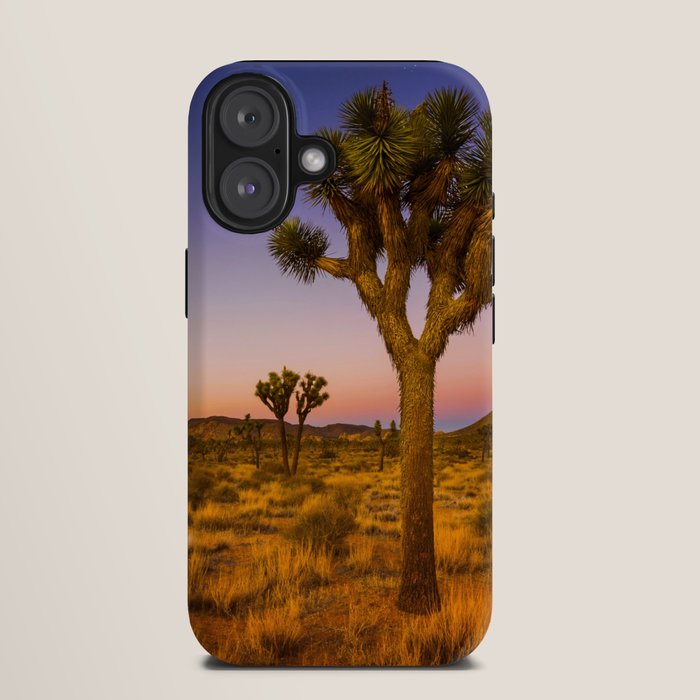 Twilight and half moon at Joshua Tree National Park, California Desert color photographic art print iPhone Case Gallery Image 9