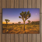 Twilight and half moon at Joshua Tree National Park, California Desert color photographic art print Outdoor Rug Gallery Image 1