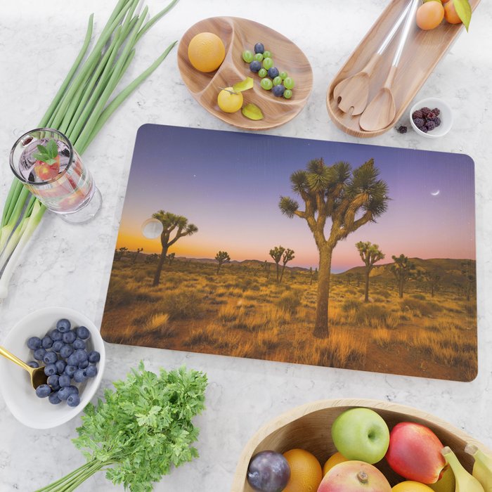 Twilight and half moon at Joshua Tree National Park, California Desert color photographic art print Cutting Board Gallery Image 2