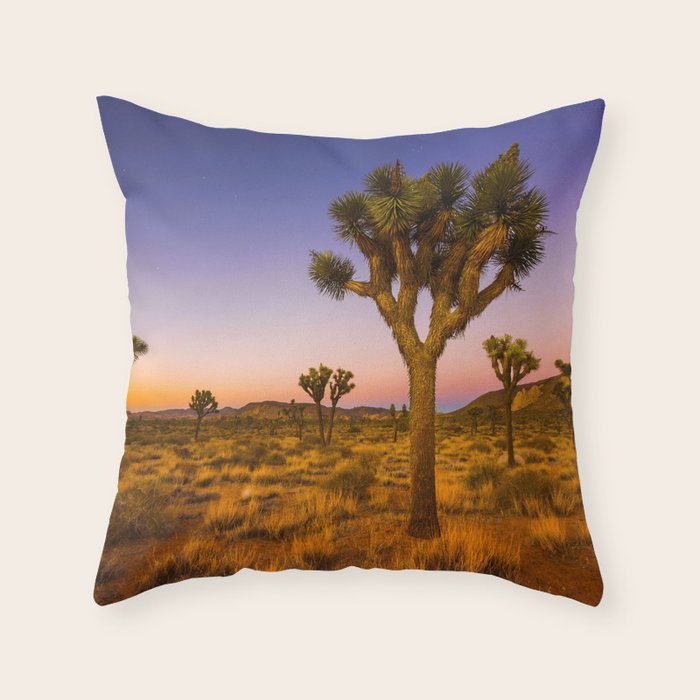 Twilight and half moon at Joshua Tree National Park, California Desert color photographic art print Throw Pillow Gallery Image 6