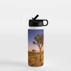 Twilight and half moon at Joshua Tree National Park, California Desert color photographic art print Water Bottle Gallery Image 1