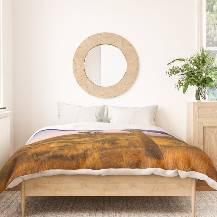 Twilight and half moon at Joshua Tree National Park, California Desert color photographic art print Duvet Cover Gallery Image 3