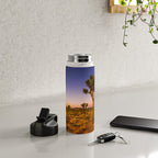 Twilight and half moon at Joshua Tree National Park, California Desert color photographic art print Water Bottle Gallery Image 4