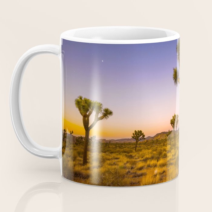 Twilight and half moon at Joshua Tree National Park, California Desert color photographic art print Coffee Mug Gallery Image 3