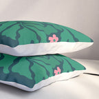 Summer Bloom: Pine Green Leaves & Pink Poppies Pillow Sham Gallery Image 3