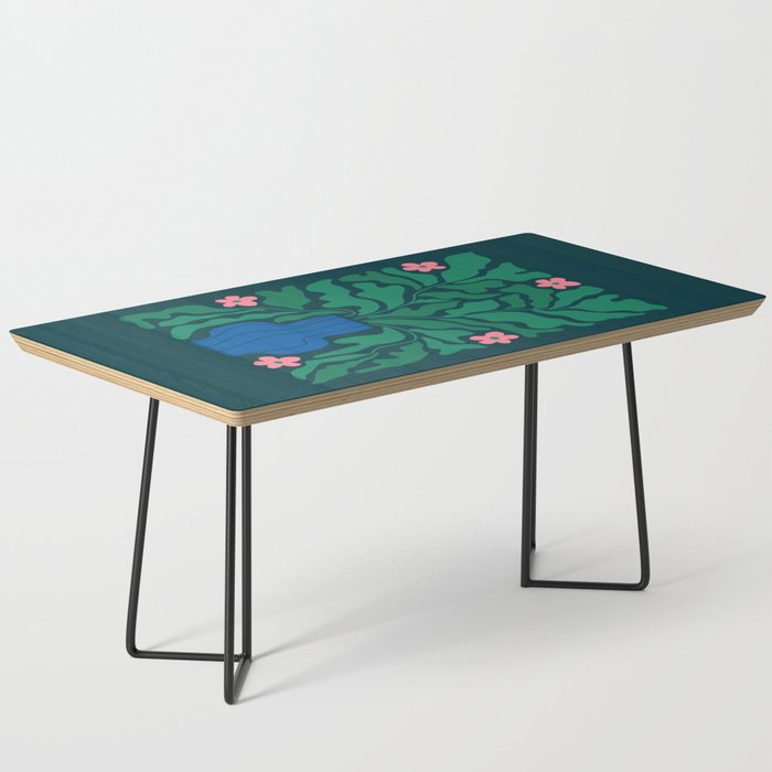 Summer Bloom: Pine Green Leaves & Pink Poppies Coffee Table Gallery Image 1