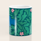 Summer Bloom: Pine Green Leaves & Pink Poppies Coffee Mug Gallery Image 4