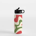 Liquid Swirl Abstract Christmas Pattern Square in Retro Red Green Cream  Water Bottle Gallery Image 1