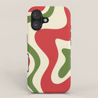 Liquid Swirl Abstract Christmas Pattern Square in Retro Red Green Cream  iPhone Case Gallery Image 1