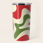 Liquid Swirl Abstract Christmas Pattern Square in Retro Red Green Cream  Travel Mug Gallery Image 1
