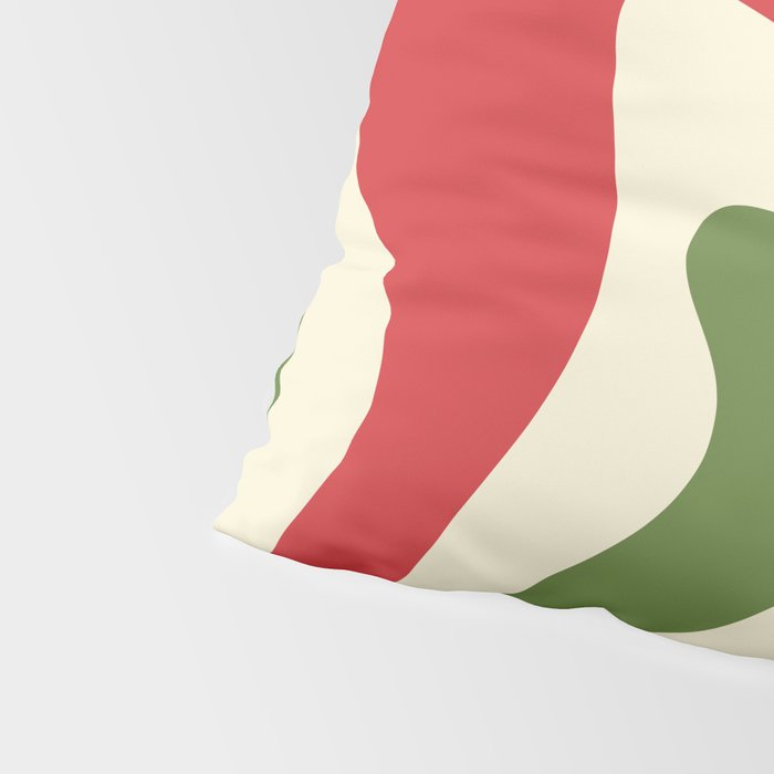 Liquid Swirl Abstract Christmas Pattern Square in Retro Red Green Cream  Pillow Sham Gallery Image 4