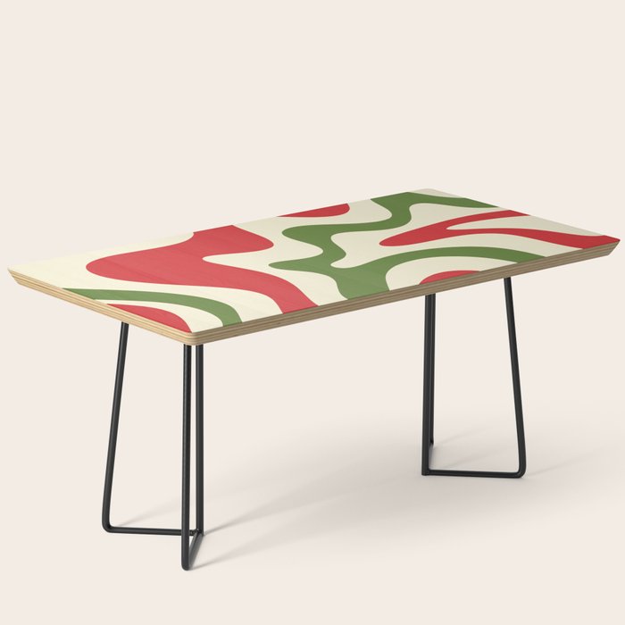 Liquid Swirl Abstract Christmas Pattern Square in Retro Red Green Cream  Coffee Table Gallery Image 1