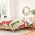 Liquid Swirl Abstract Christmas Pattern Square in Retro Red Green Cream  Duvet Cover Gallery Image 2