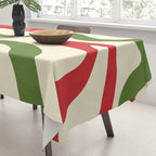 Liquid Swirl Abstract Christmas Pattern Square in Retro Red Green Cream  Tablecloth Gallery Image 3