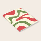 Liquid Swirl Abstract Christmas Pattern Square in Retro Red Green Cream  Notebook Gallery Image 2