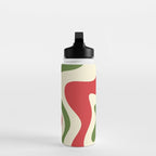 Liquid Swirl Abstract Christmas Pattern Square in Retro Red Green Cream  Water Bottle Gallery Image 3