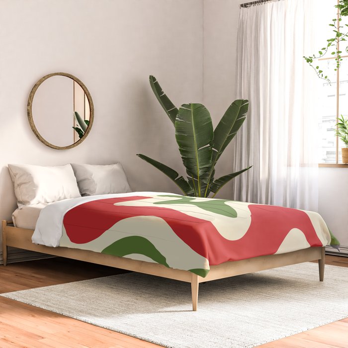 Liquid Swirl Abstract Christmas Pattern Square in Retro Red Green Cream  Comforter Gallery Image 2