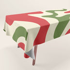 Liquid Swirl Abstract Christmas Pattern Square in Retro Red Green Cream  Tablecloth Gallery Image 1