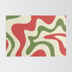 Liquid Swirl Abstract Christmas Pattern Square in Retro Red Green Cream  Rug Gallery Image 2