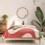 Liquid Swirl Abstract Christmas Pattern Square in Retro Red Green Cream  Comforter Gallery Image 3