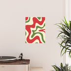 Liquid Swirl Abstract Christmas Pattern Square in Retro Red Green Cream  Poster Gallery Image 2