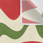 Liquid Swirl Abstract Christmas Pattern Square in Retro Red Green Cream  Wall Tapestry Gallery Image 3