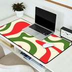Liquid Swirl Abstract Christmas Pattern Square in Retro Red Green Cream  Desk Mat Gallery Image 2