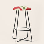 Liquid Swirl Abstract Christmas Pattern Square in Retro Red Green Cream  Stool Gallery Image 1