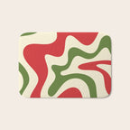 Liquid Swirl Abstract Christmas Pattern Square in Retro Red Green Cream  Bath Mat Gallery Image 1