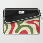 Liquid Swirl Abstract Christmas Pattern Square in Retro Red Green Cream  Laptop Sleeve Gallery Image 2