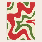 Liquid Swirl Abstract Christmas Pattern Square in Retro Red Green Cream  Poster Gallery Image 4