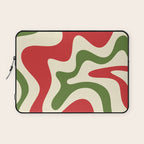 Liquid Swirl Abstract Christmas Pattern Square in Retro Red Green Cream  Laptop Sleeve Gallery Image 1