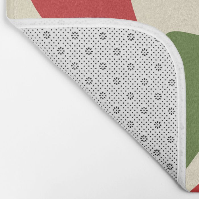 Liquid Swirl Abstract Christmas Pattern Square in Retro Red Green Cream  Bath Mat Gallery Image 2