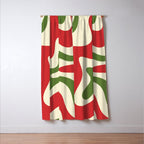 Liquid Swirl Abstract Christmas Pattern Square in Retro Red Green Cream  Window Curtain Gallery Image 3