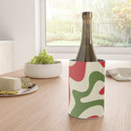 Liquid Swirl Abstract Christmas Pattern Square in Retro Red Green Cream  Wine Chiller Gallery Image 4