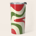 Liquid Swirl Abstract Christmas Pattern Square in Retro Red Green Cream  Travel Mug Gallery Image 2